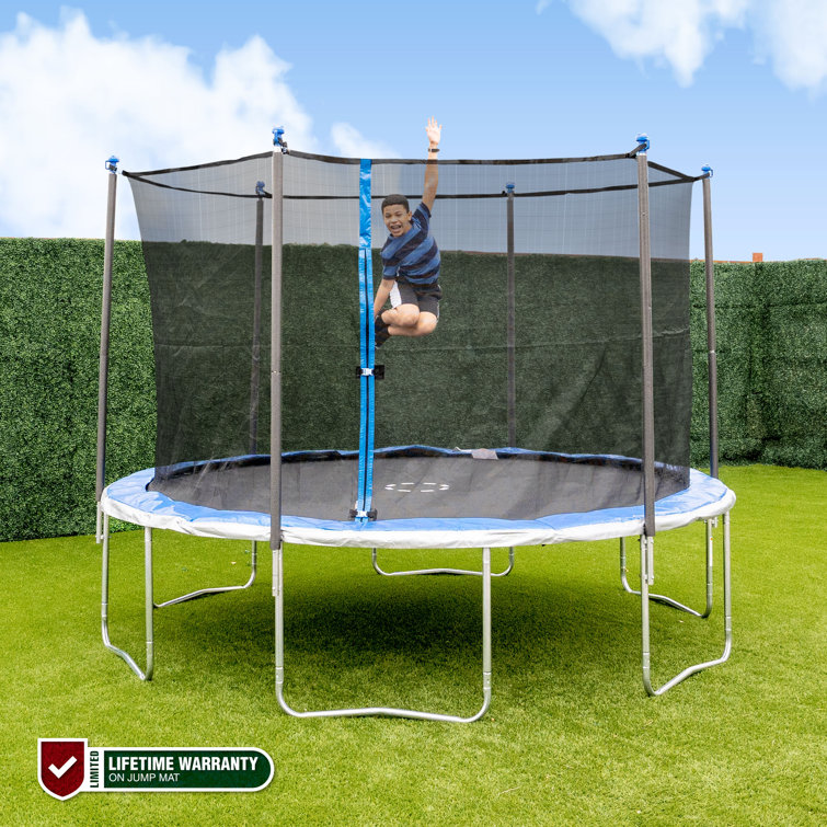 Jump zone 12ft 2025 round trampoline with enclosure